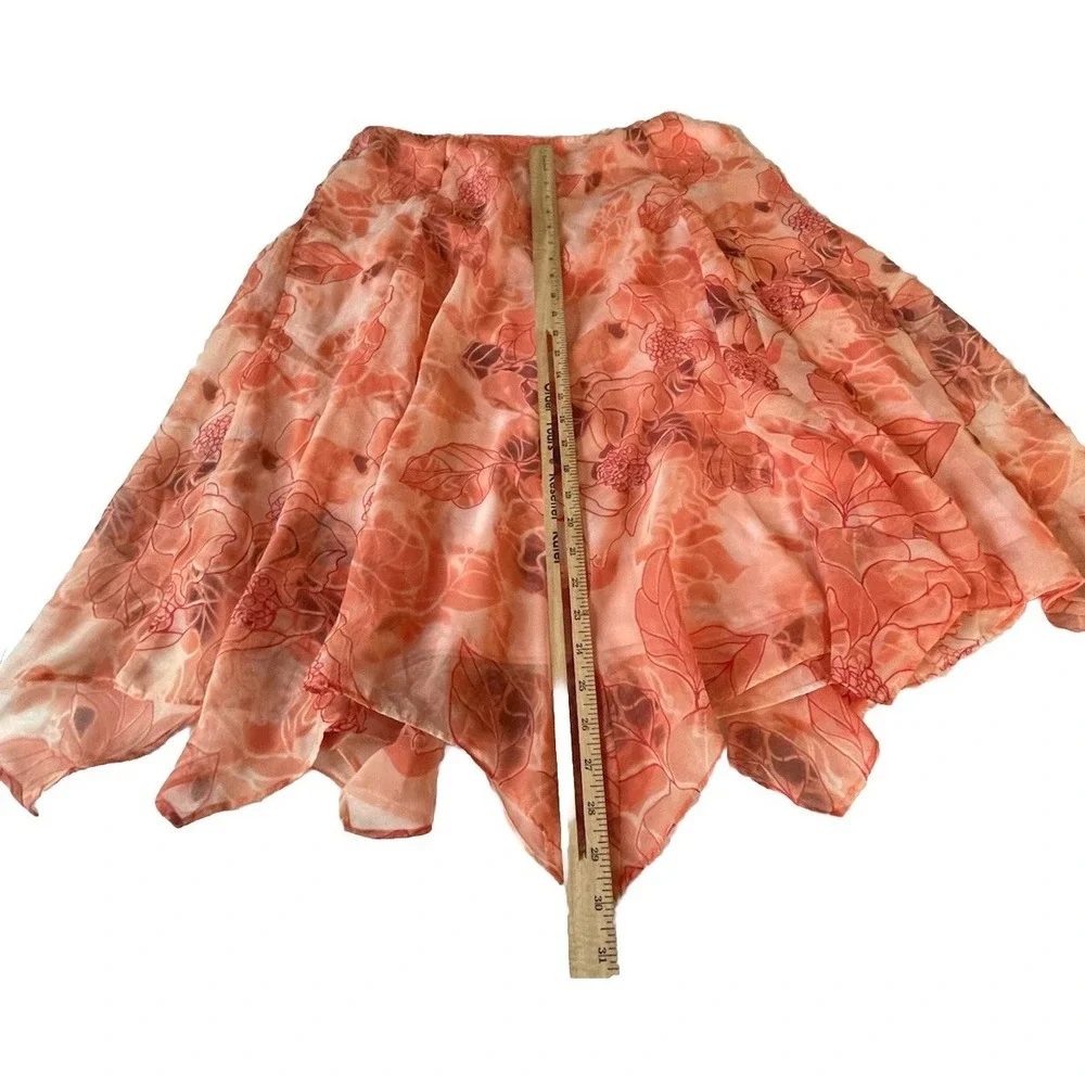 Sheri Martin Womens 18‎ Skirt Peach Handkerchief Hem Floral Elegant Lined